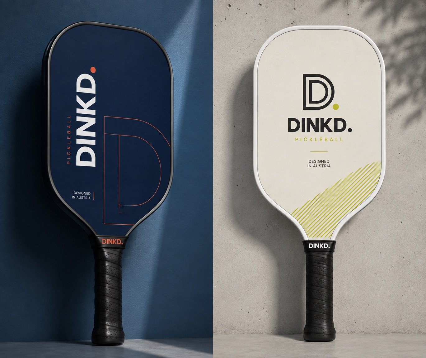Zwei DINKD. Pickleball-Schläger in Blau und Off-White